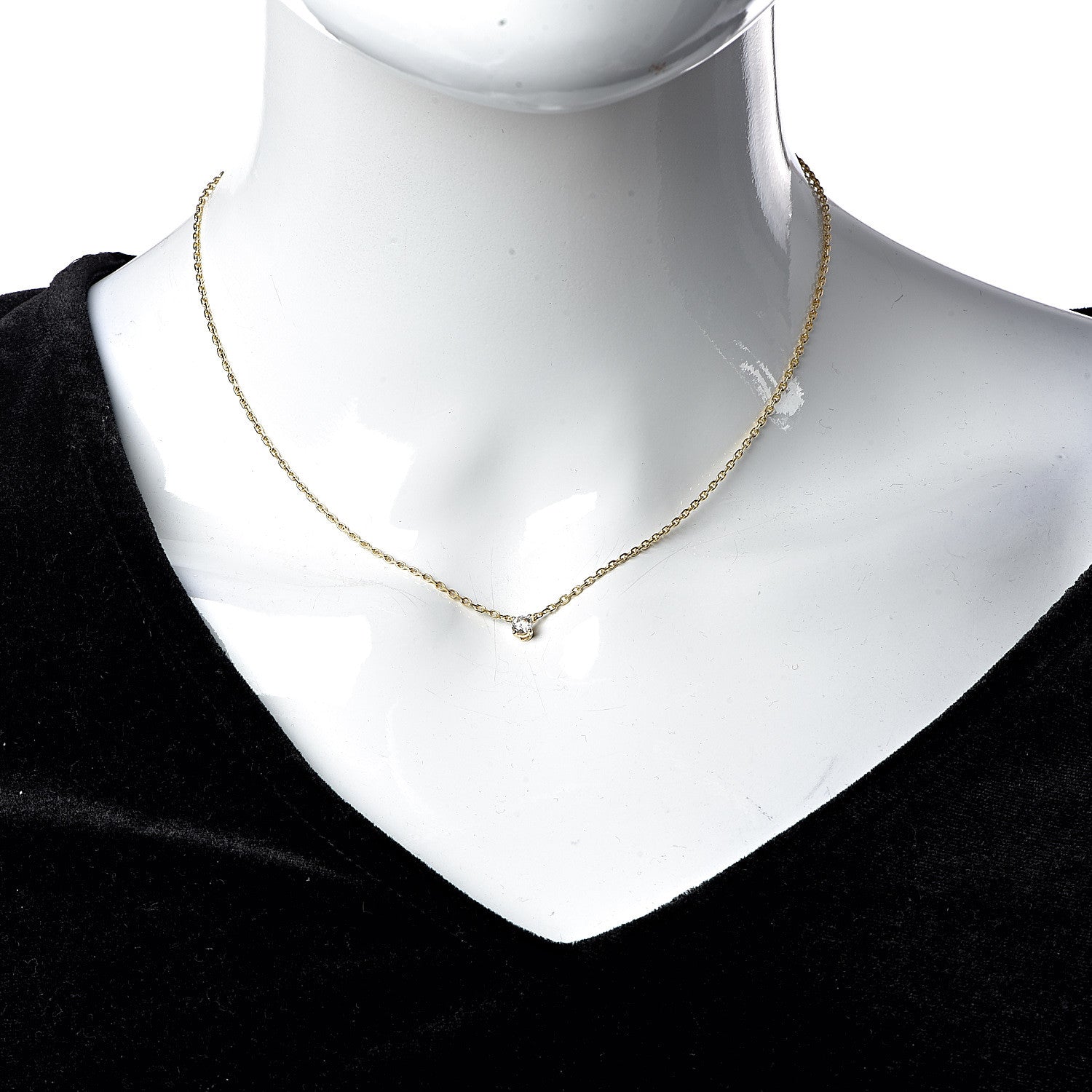 Cartier 18K Yellow Gold Diamond .25ct Solitaire 1895 Pendant Necklace 2 of 6