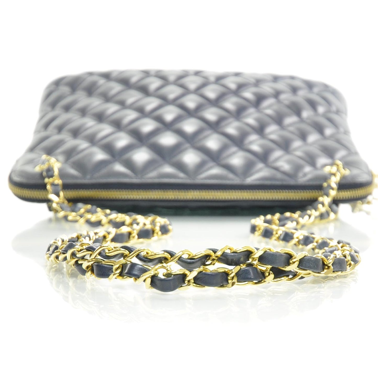 Lambskin Quilted Shoulder Bag Navy GHW