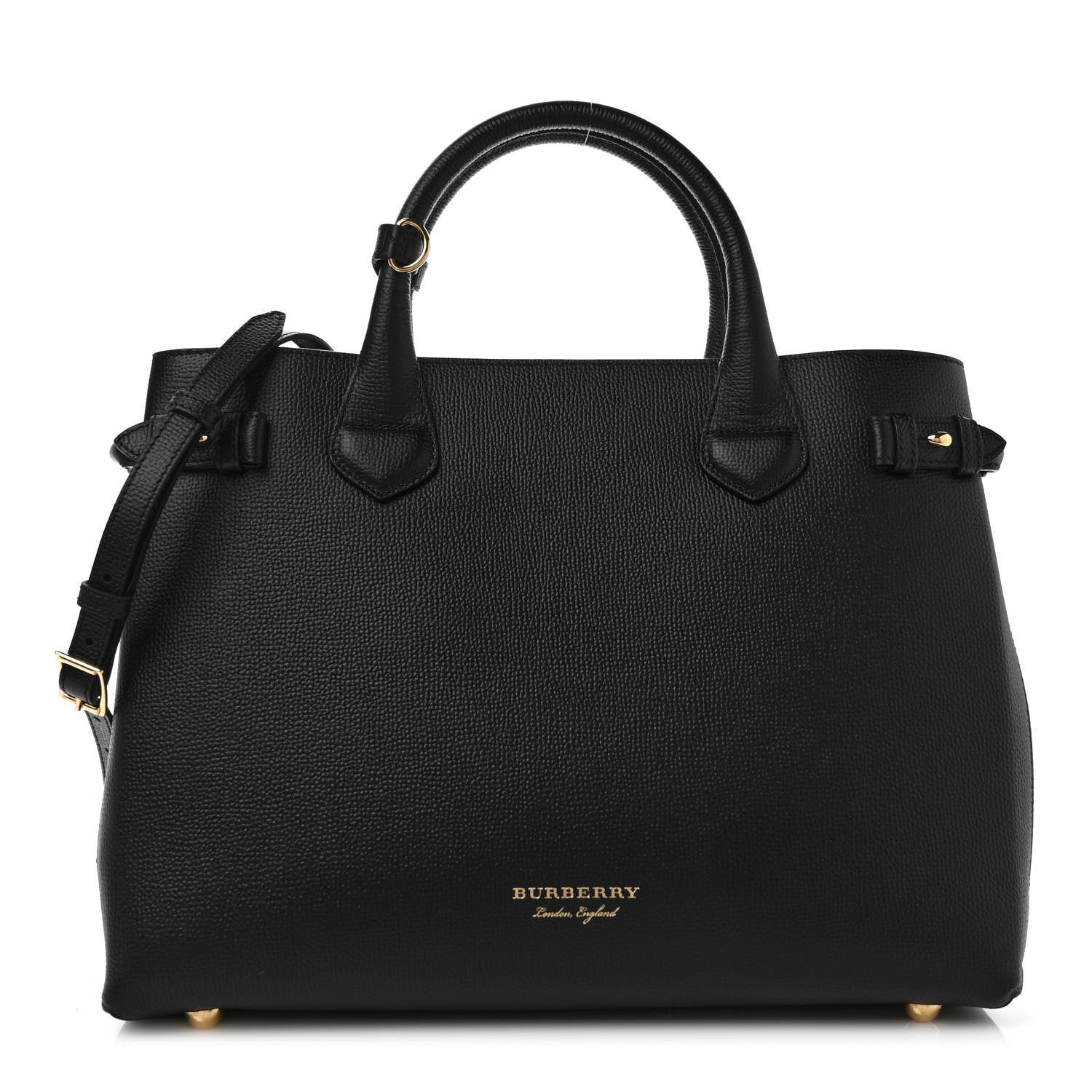 Burberry Derby Calfskin House Check Medium Banner Tote Black 1 of 10