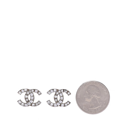 Chanel Baguette Crystal CC Earrings Silver 2 of 5