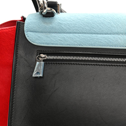Celine Pony Hair Smooth Calfskin Medium Tri-Color Trapeze Glacier Red Black 11 of 12