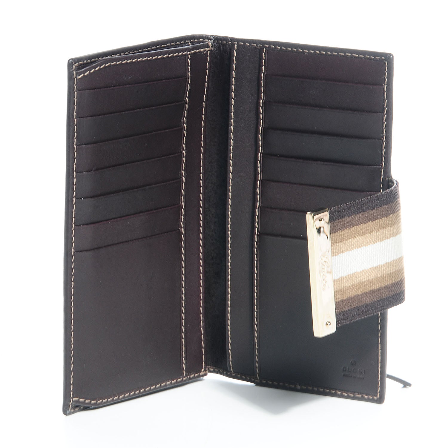 Gucci GG Plus Monogram Calfskin Ladies Web Continental Wallet Beige Ebony Brown 8 of 8