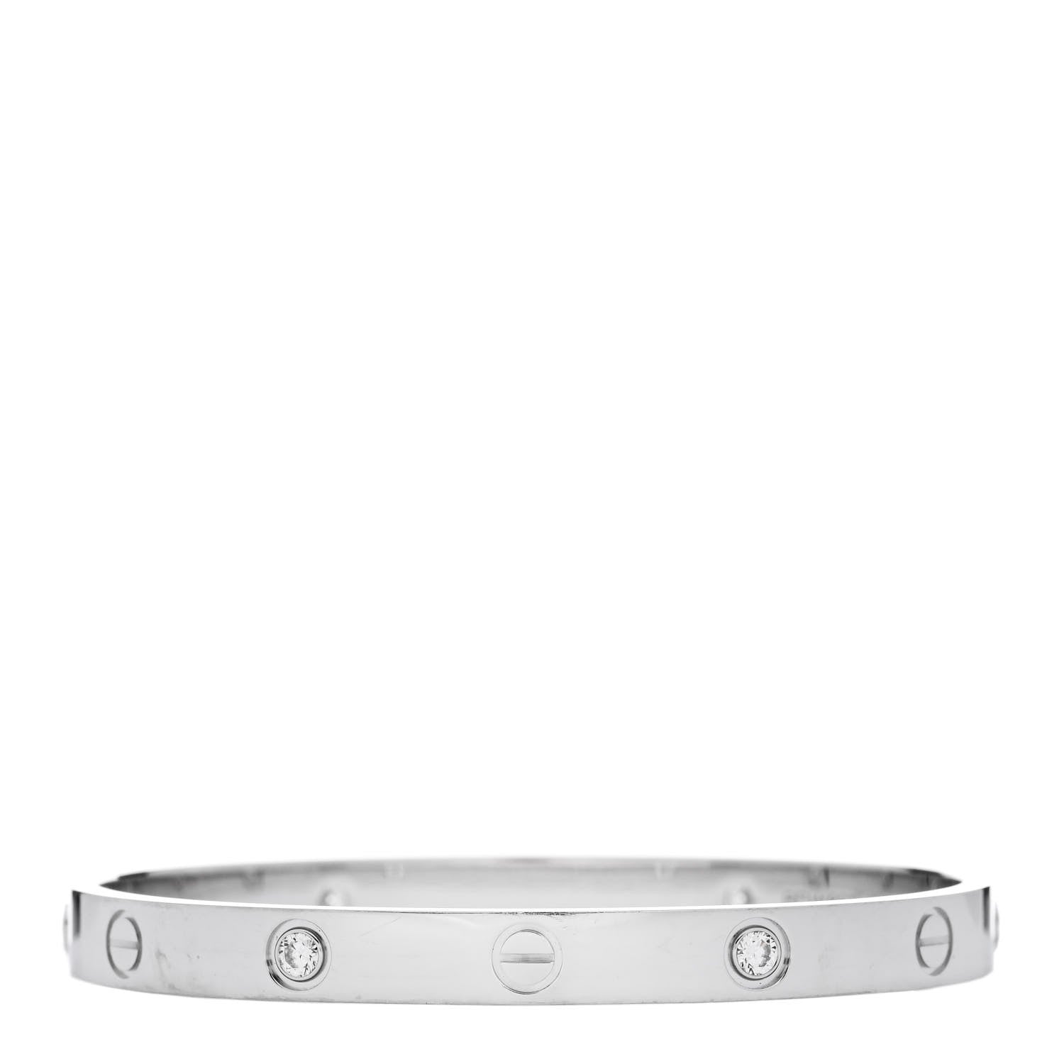 Cartier 18K White Gold 4 Diamond Love Bracelet 17 2 of 7