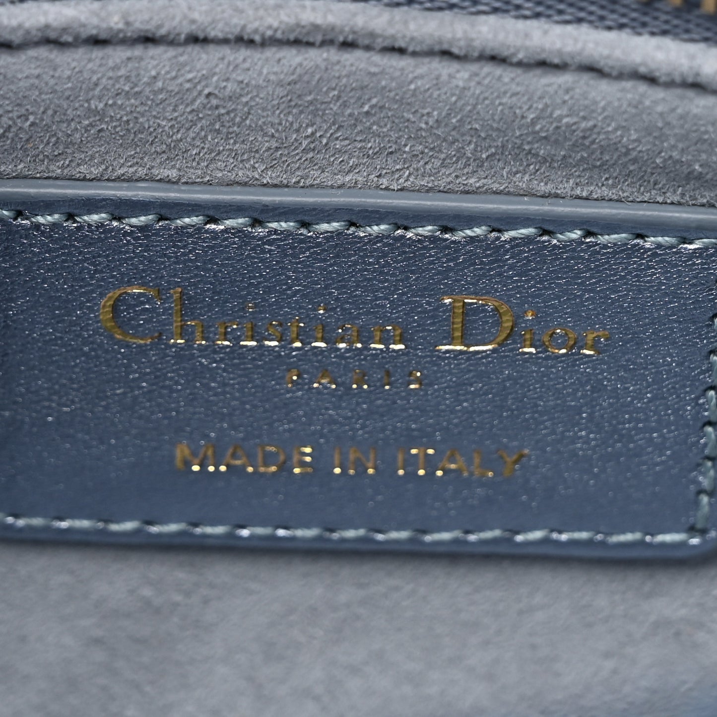 Metallic Calfskin Satin Celestial Bead Embroidery Cannage Mini Lady Dior Blue