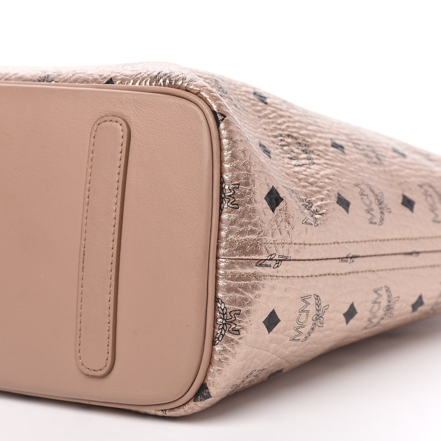 Metallic Visetos Medium Anya Top Zip Shopper Tote Champagne Gold