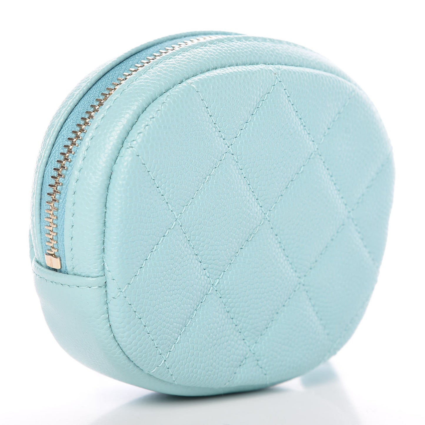 Caviar Quilted Zip Around Classic Coin Purse Light Blue