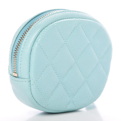 Chanel Caviar Quilted Zip Around Classic Coin Purse Light Blue 3 of 8