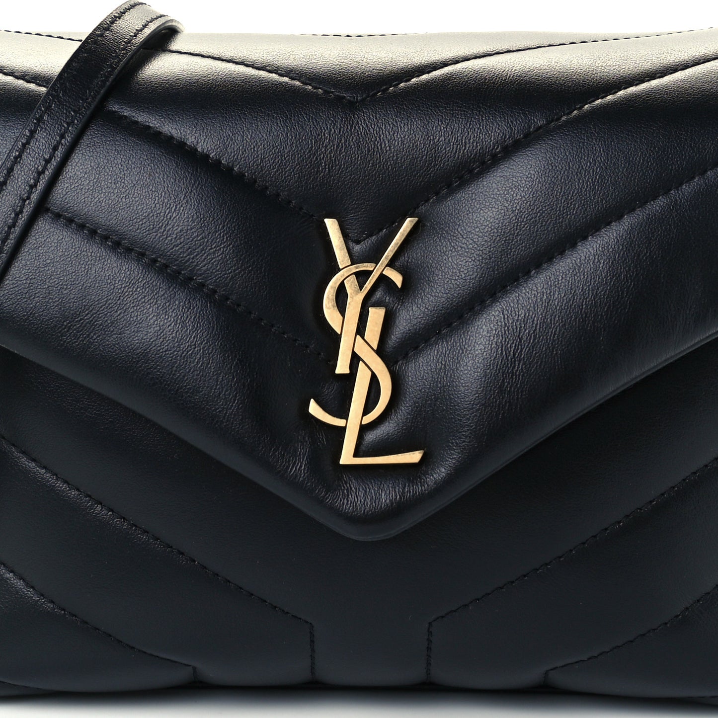 Calfskin Y Quilted Monogram Toy Loulou Crossbody Bag Black