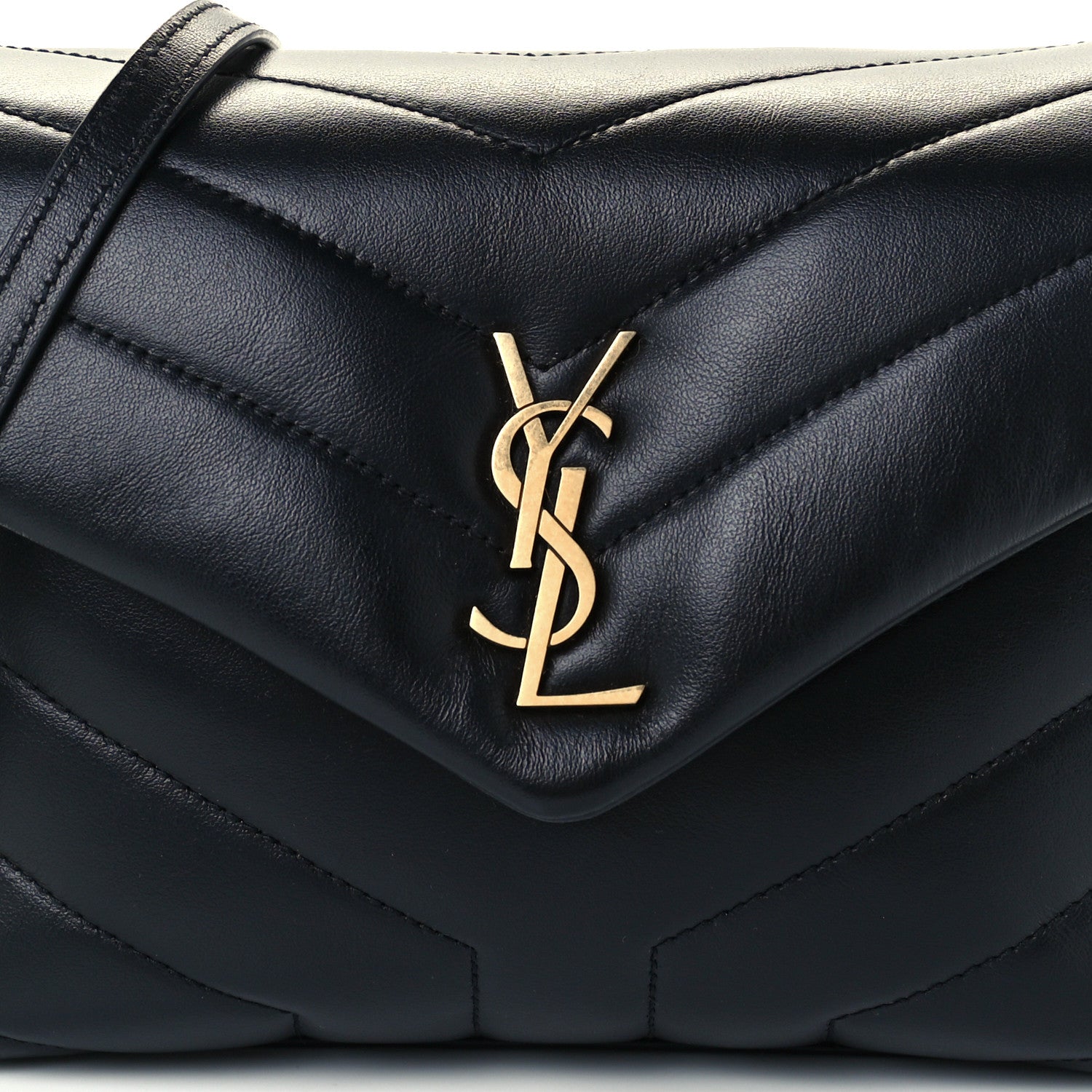 Saint Laurent Calfskin Y Quilted Monogram Toy Loulou Crossbody Bag Black 9 of 12