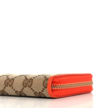 Gucci Monogram Dollar Calfskin Zip Around Wallet Beige Ebony Sun Orange 9 of 11