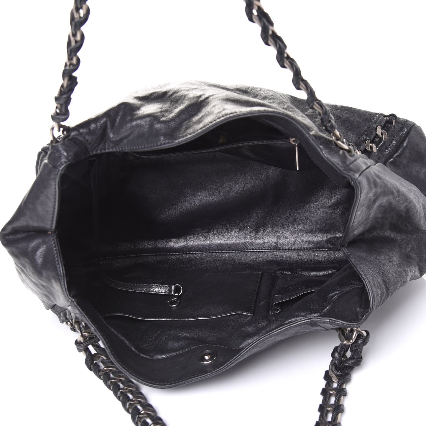 Calfskin East West Modern Chain Tote Black