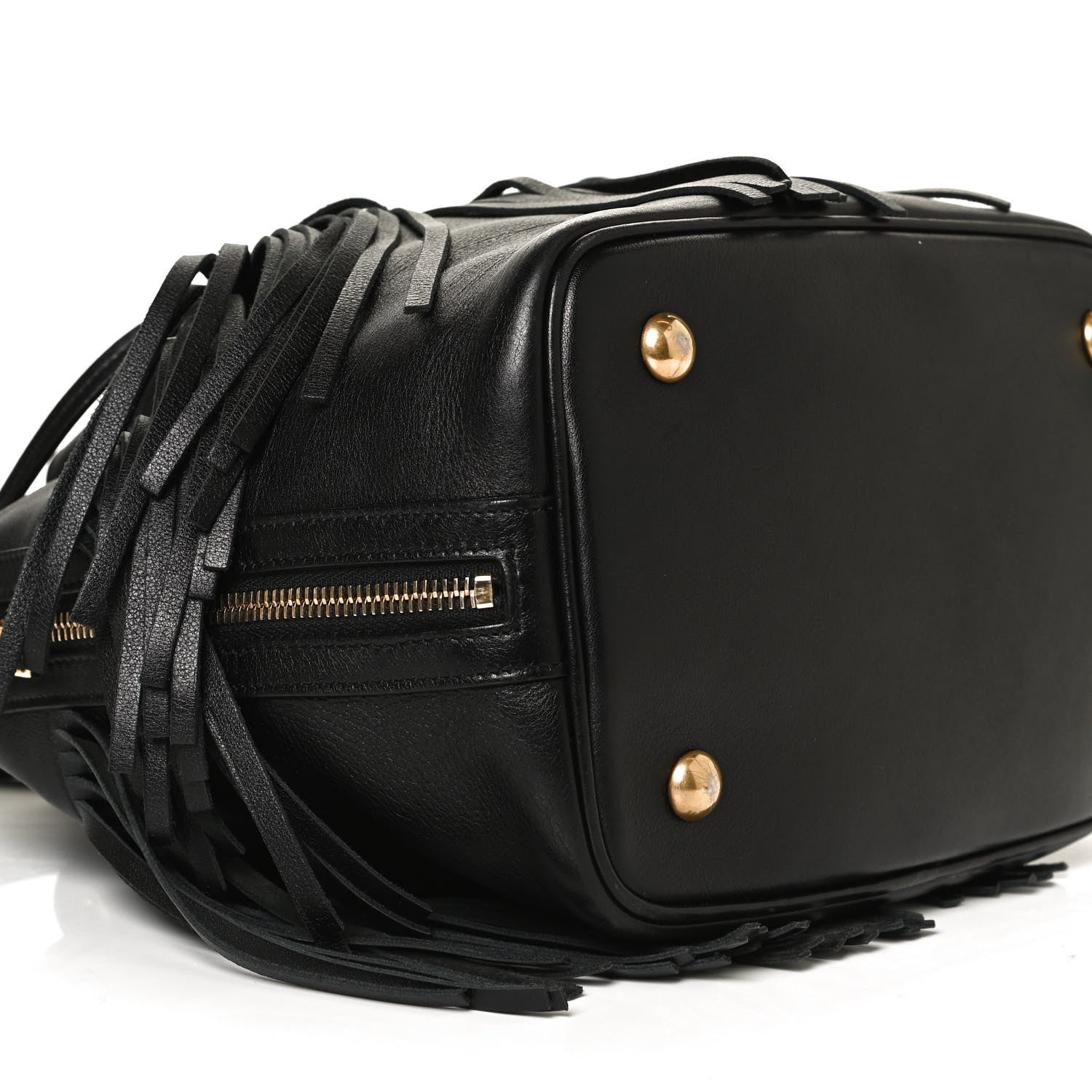 Saint Laurent Calfskin Small Emmanuelle Fringe Bucket Bag Black 6 of 10