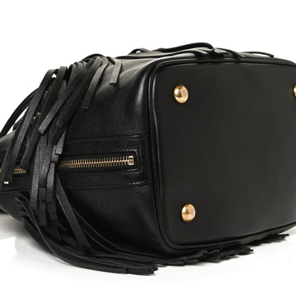 Saint Laurent Calfskin Small Emmanuelle Fringe Bucket Bag Black 6 of 10