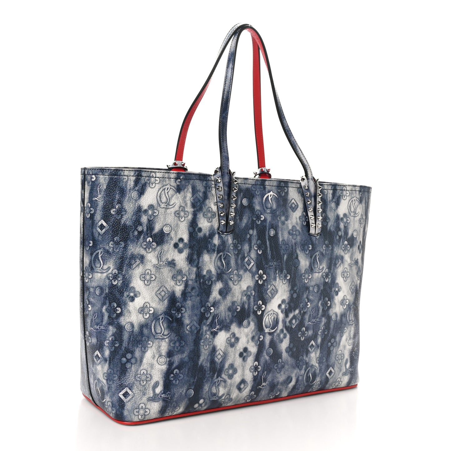 Metallic Calfskin Tie Dye Spikes East West Cabata Tote Multicolor