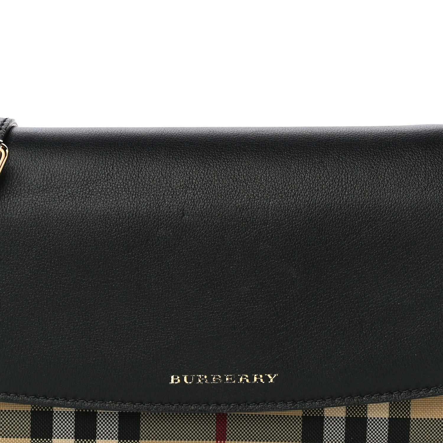 Burberry Calfskin House Check Henley Wallet On Chain Black 7 of 11