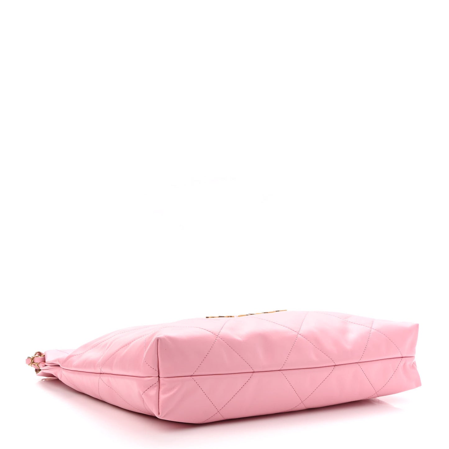 Shiny Calfskin Quilted Chanel 22 Drawstring Bag Light Pink