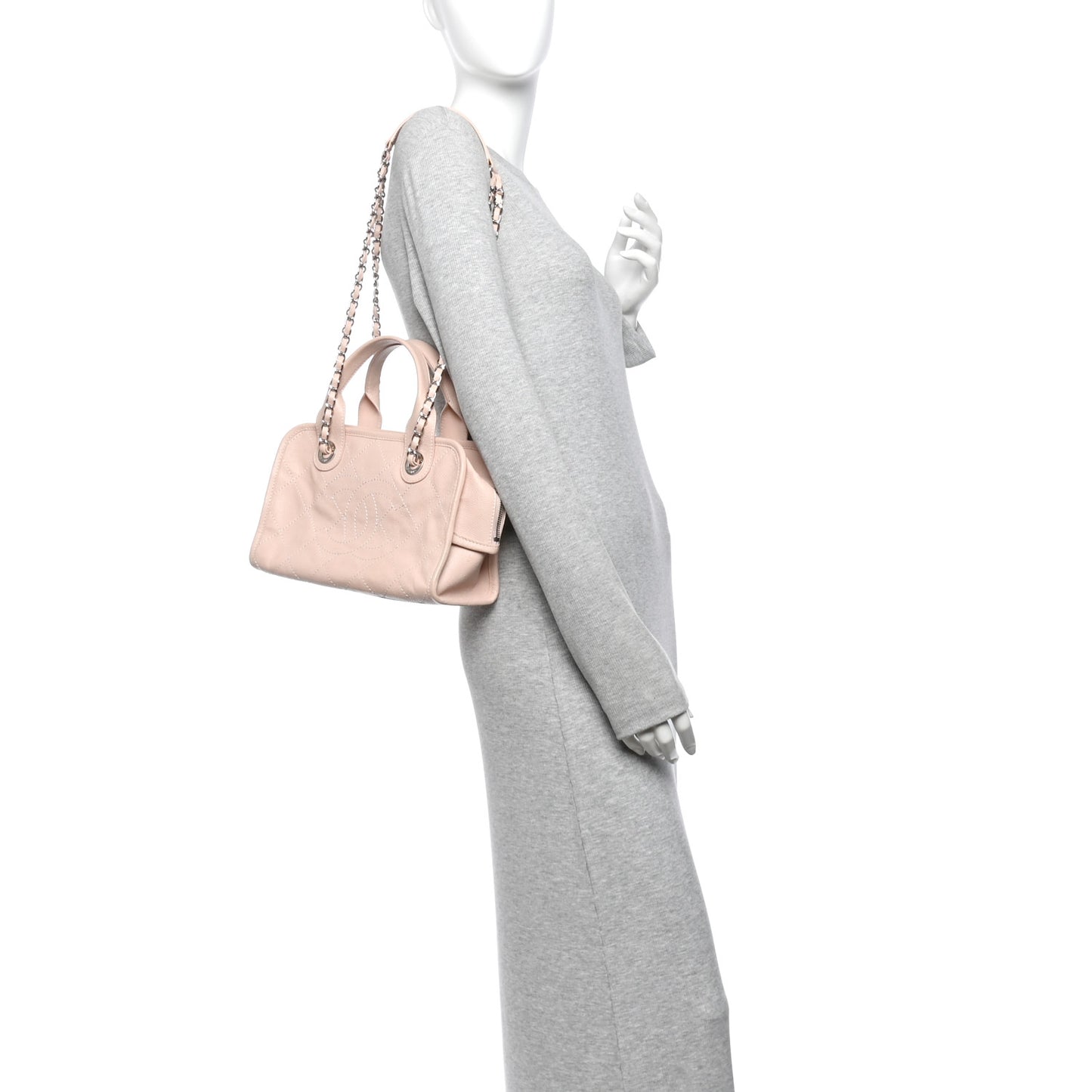 Caviar Quilted Small Deauville Bowling Bag Light Pink