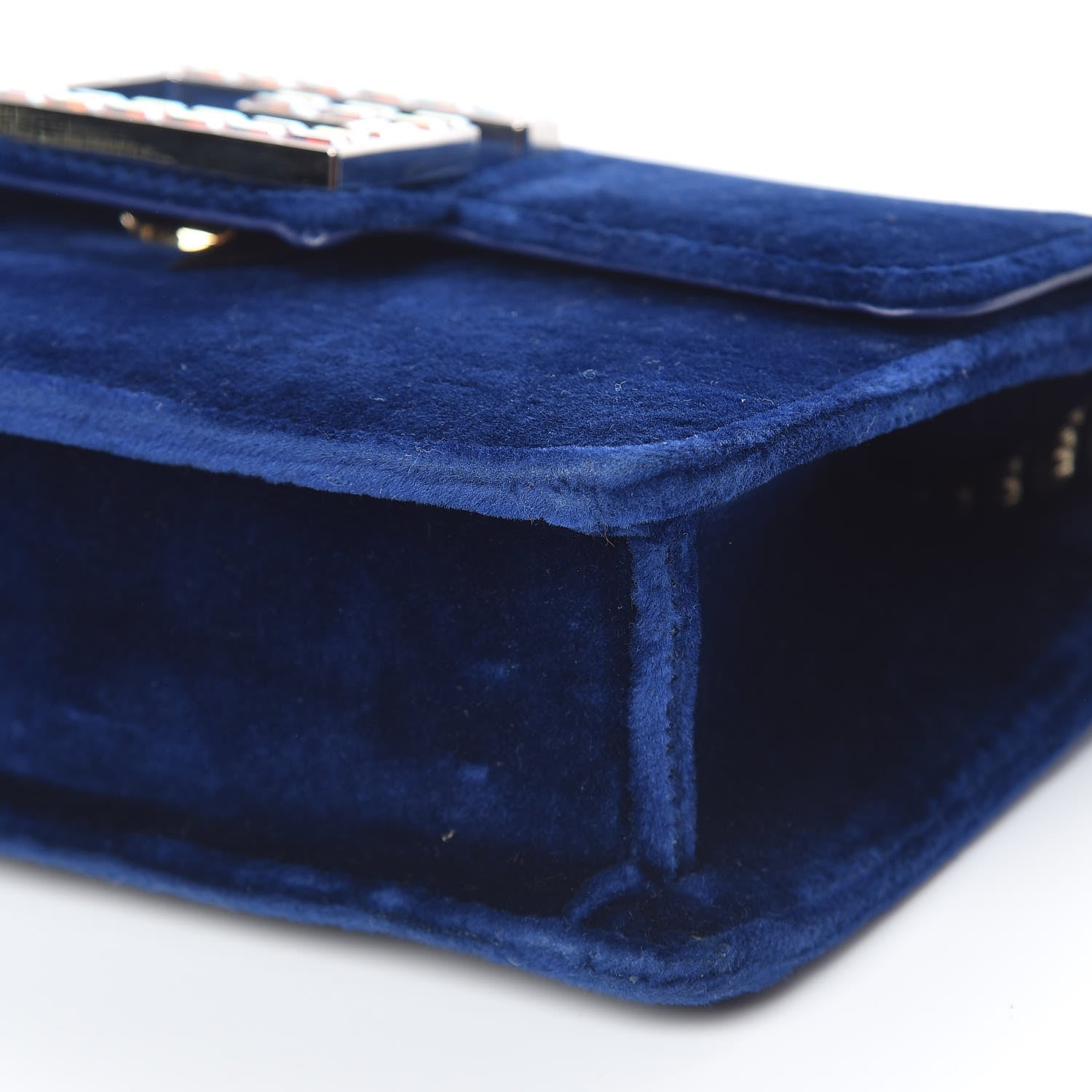 Gucci Velvet Crystal Square G Shoulder Bag Cobalt Blue 7 of 10