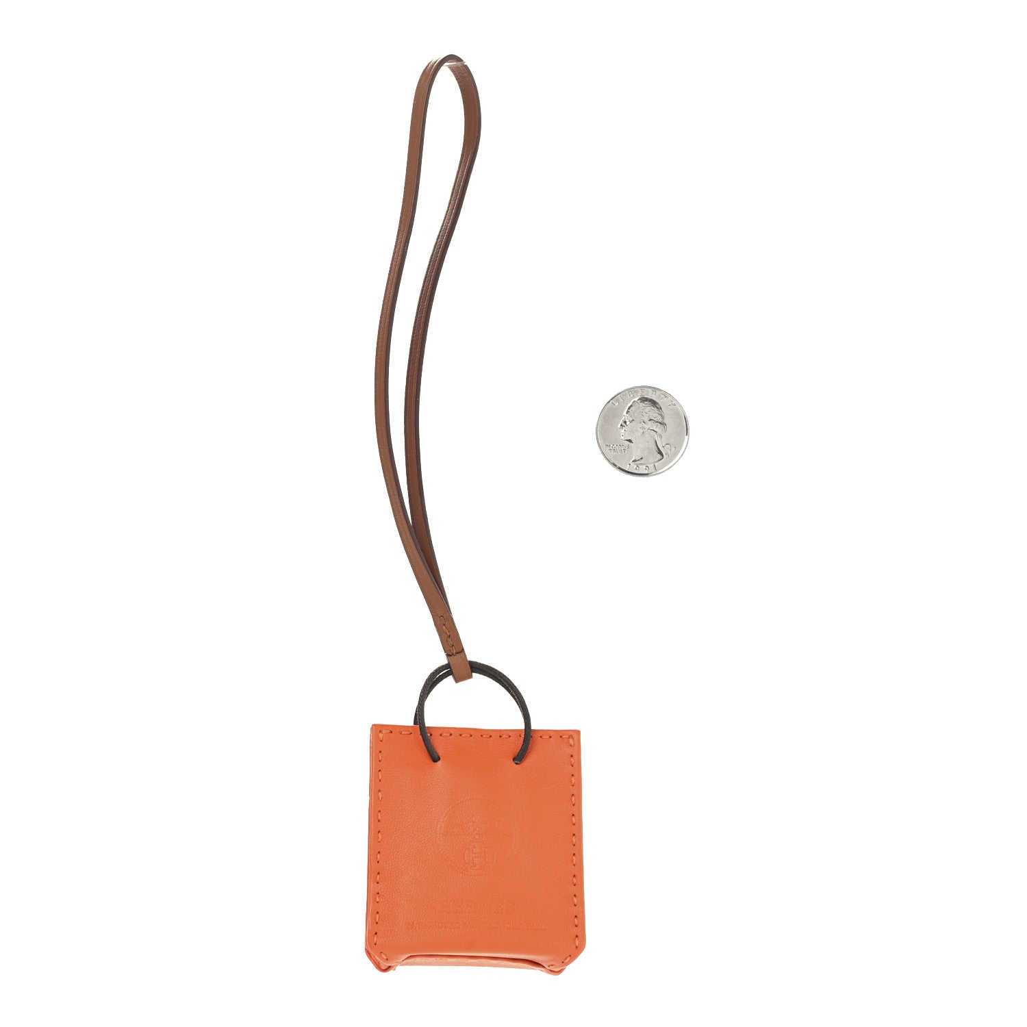 Hermes Milo Lambskin Swift Shopping Bag Charm Feu Gold 2 of 3