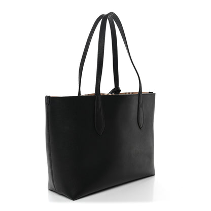 Burberry Grainy Calfskin Haymarket Check Small Reversible Tote Black 3 of 10