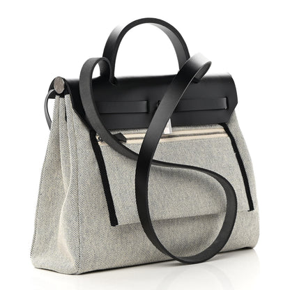 Hermes Vache Hunter Toile H Pegase Pop Herbag Zip Retourne 31 PM Bleu Indigo Ecru Black 4 of 13