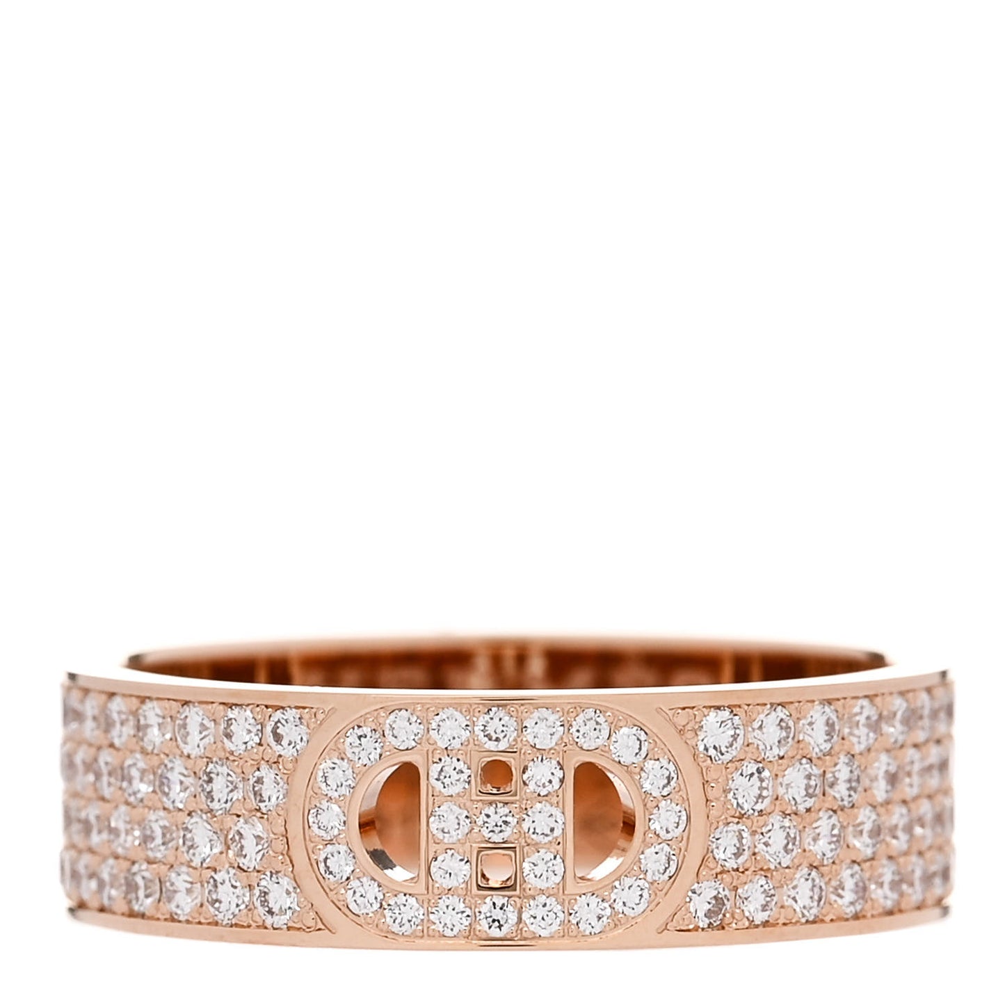 18K Rose Gold Diamond PM H D'Ancre Pave Ring 53 6.25