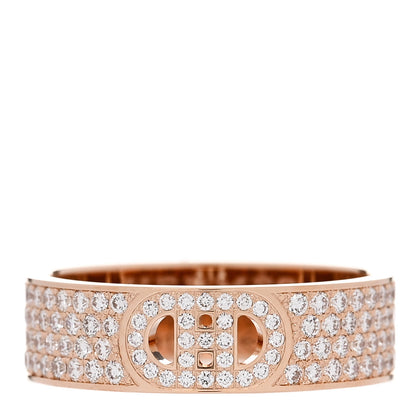 Hermes 18K Rose Gold Diamond PM H D'Ancre Pave Ring 53 6.25 1 of 5