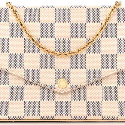 Louis Vuitton Damier Azur Pochette Felicie Chain Wallet Rose Ballerine 9 of 14