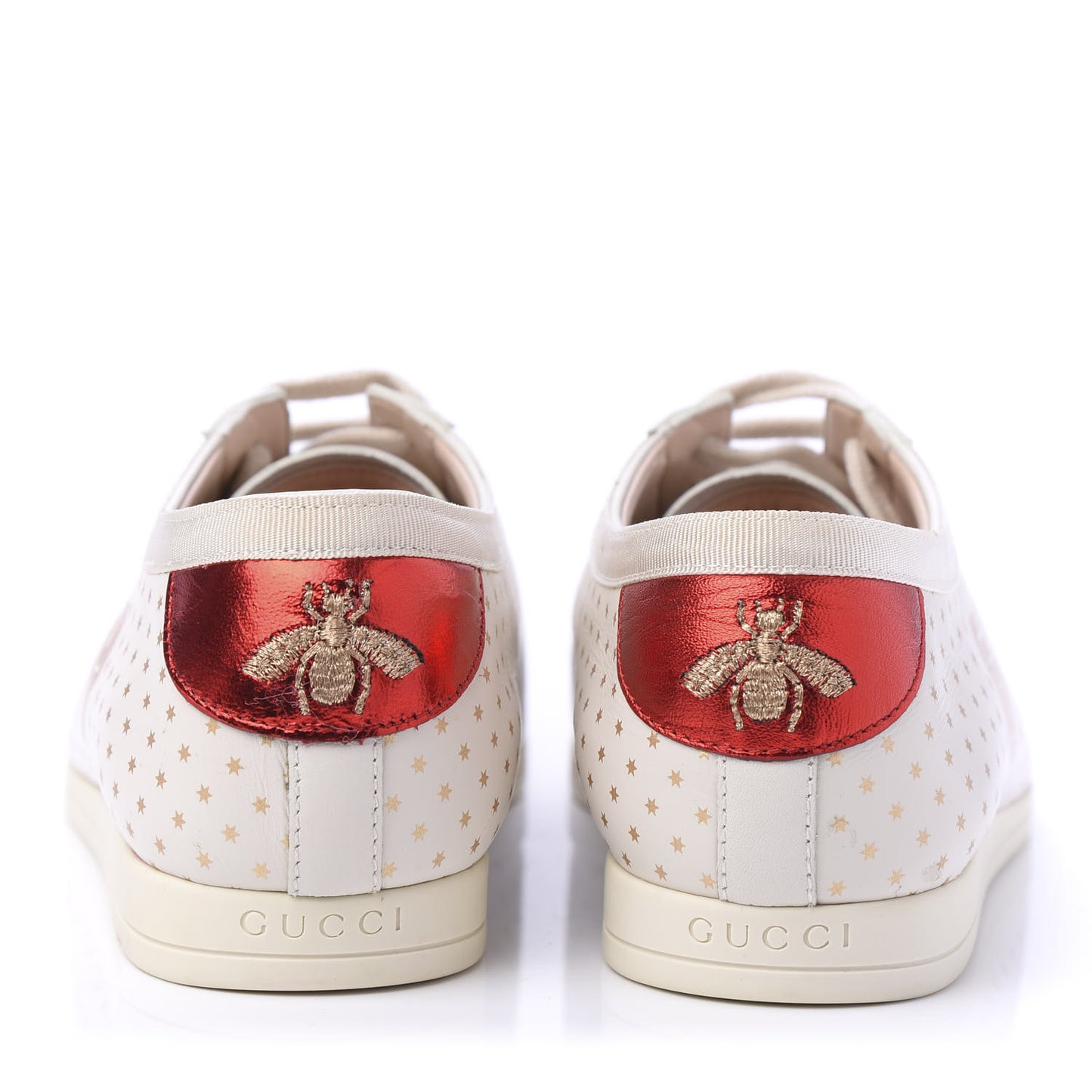 X SEGA Calfskin GUCCY Stars Womens Falacer Sneakers 37.5 White