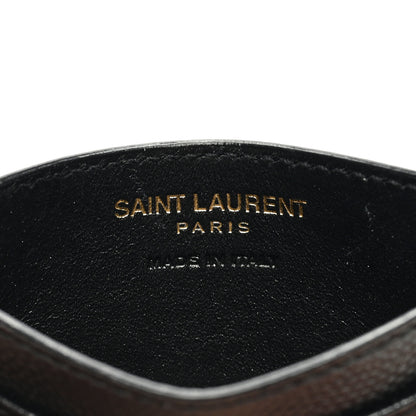 Saint Laurent Grain De Poudre Matelasse Chevron Monogram Credit Card Case Black 6 of 7