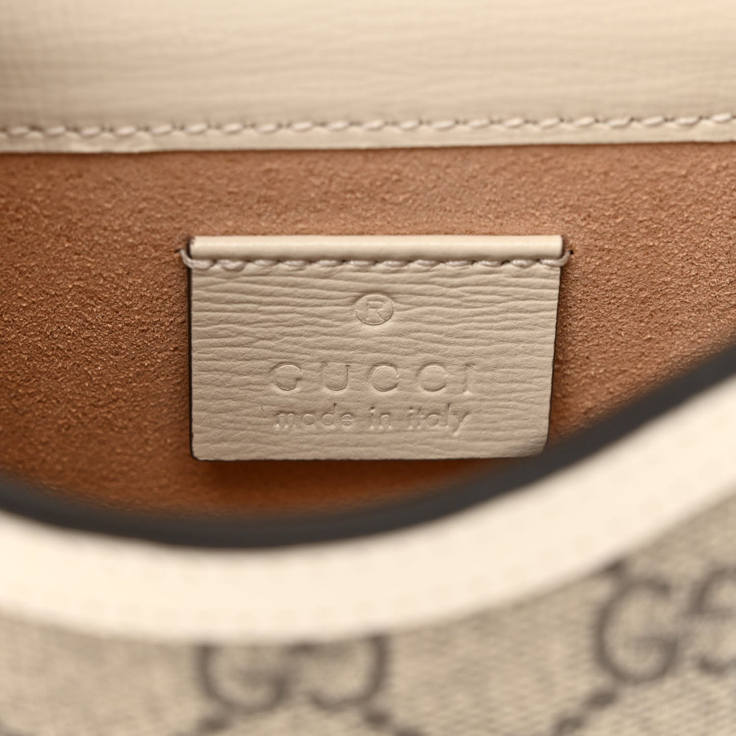GG Supreme Monogram Azalea Calfskin Mini Horsebit 1955 Crossbody Bag Beige Ebony Mystic White