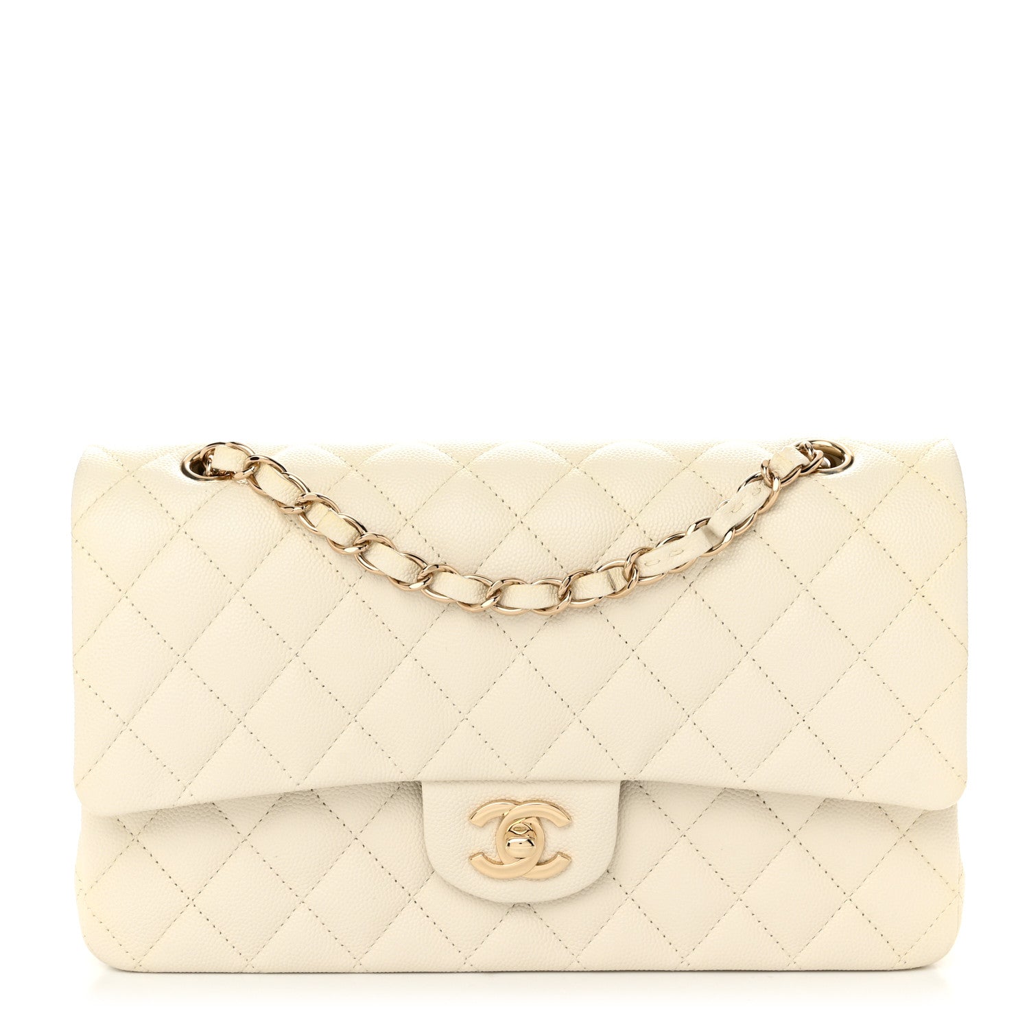 Chanel Caviar Quilted Medium Double Flap White 1 of 11