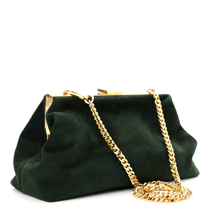 Mansur Gavriel Suede Volume Chain Clutch Dark Green 3 of 9