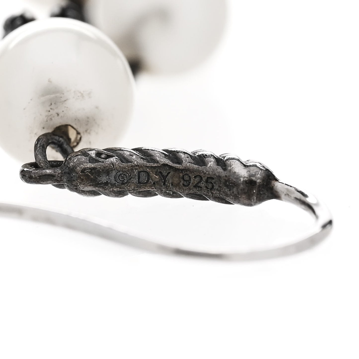 Darkened Sterling Silver Pearl Drop Earrings