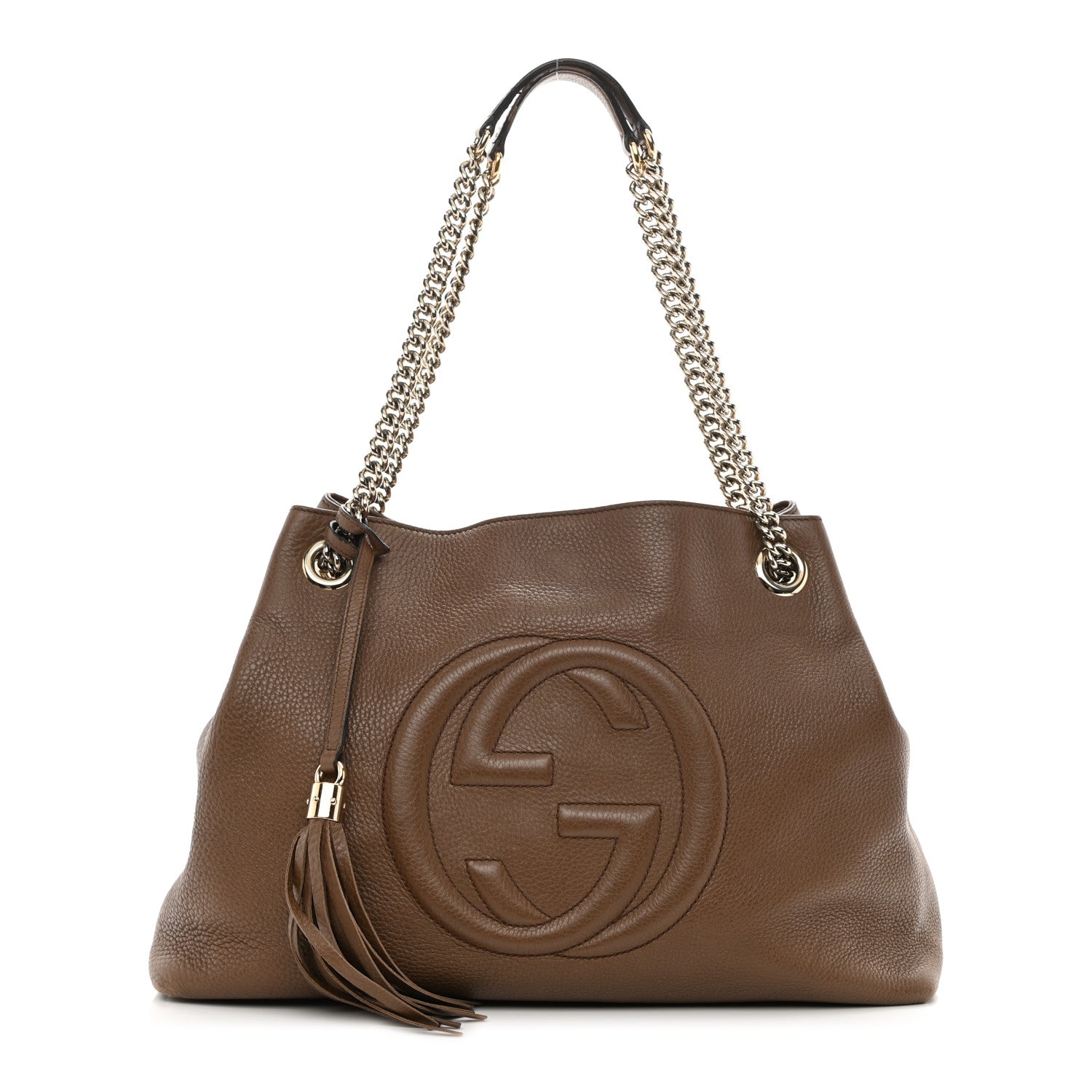 Gucci Pebbled Calfskin Medium Soho Chain Shoulder Bag Maple Brown 1 of 11