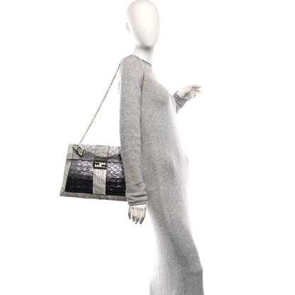Fendi Iridescent Eelskin Maxi Chain Baguette Bag Grey Multicolor 2 of 10