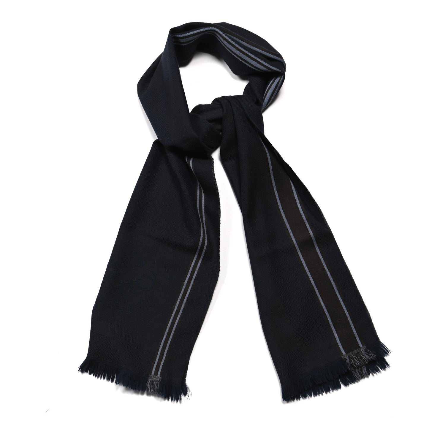 Wool Damier Geant Messager Scarf Navy