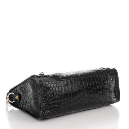 Balenciaga Calfskin Crocodile Embossed Giant 12 Gold Hardware City Black 4 of 7