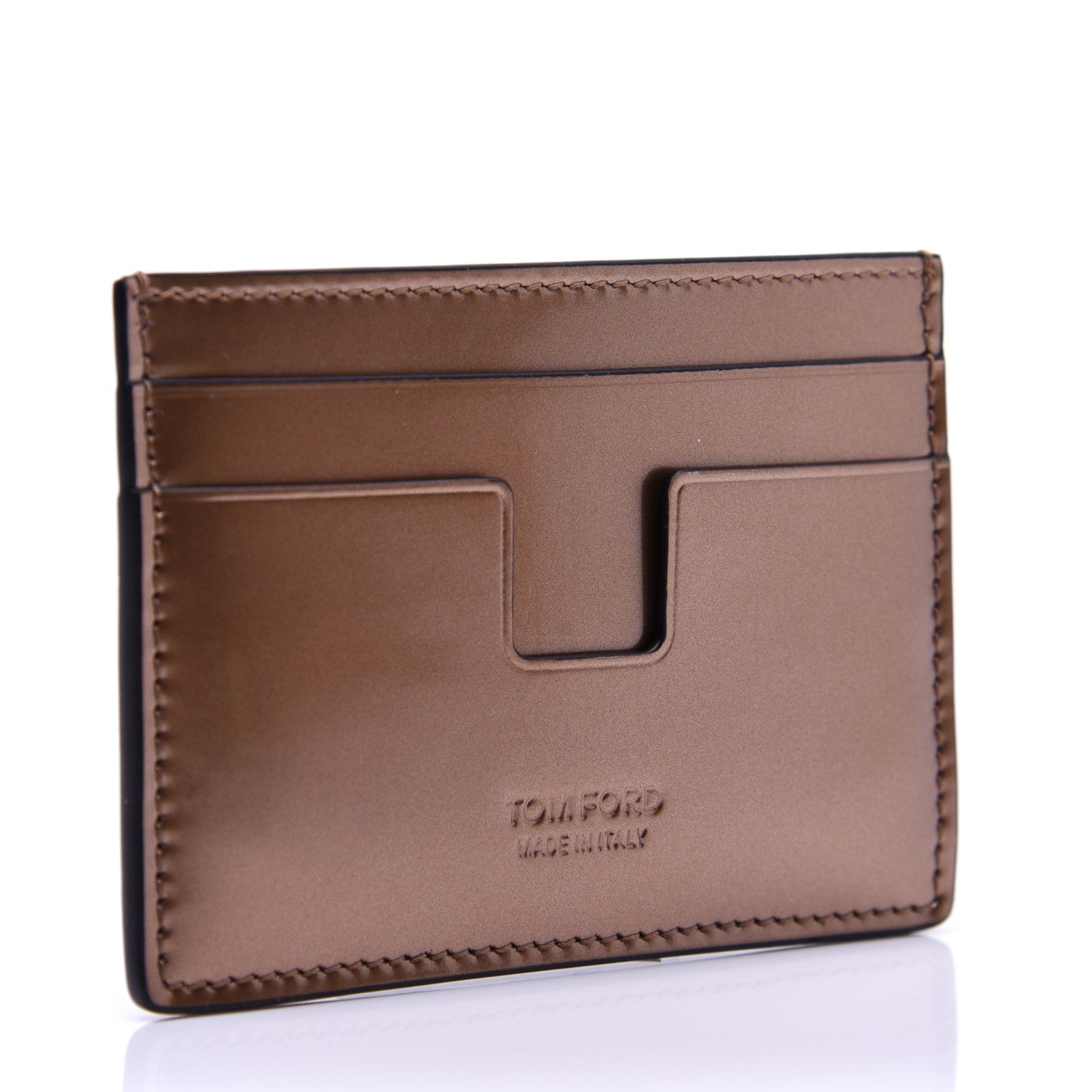 Tom Ford Metallic Calfskin Card Holder Light Bronze 3 of 8