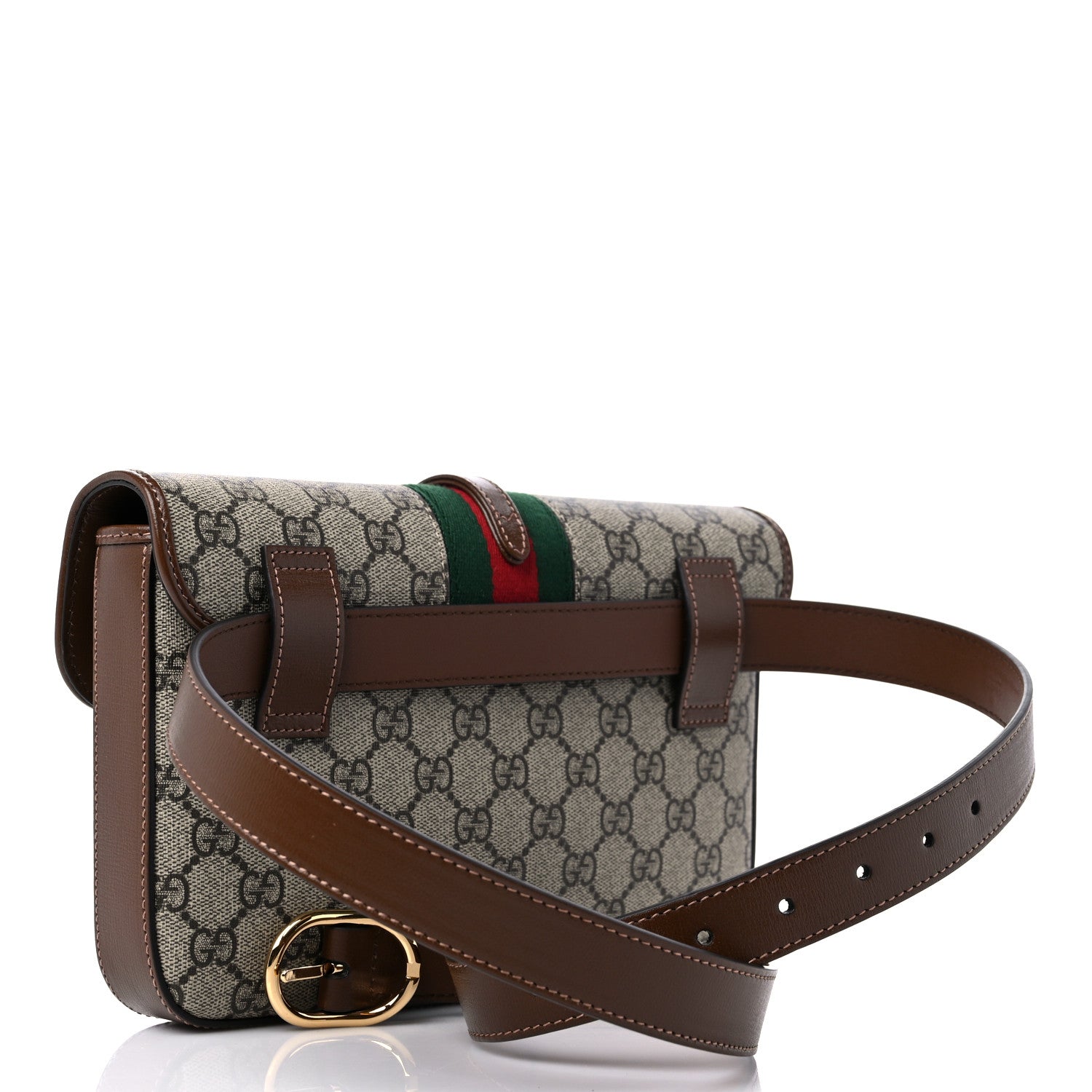 Gucci GG Supreme Monogram Azalea Calfskin Web Jackie 1961 Belt Bag 100 40 Beige Ebony Brown Sugar 3 of 10