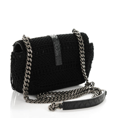 Saint Laurent Calfskin Crochet Baby Monogram Chain Satchel Black 3 of 8