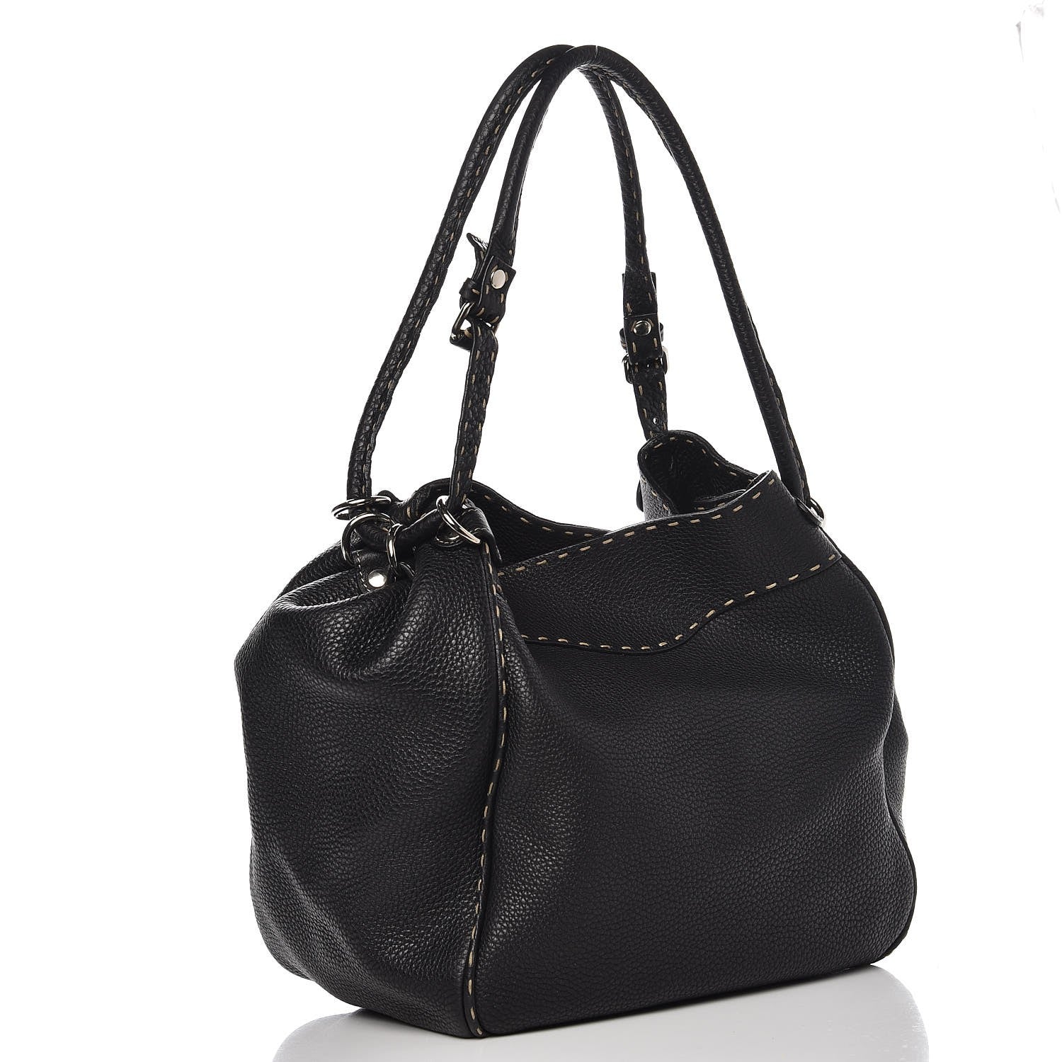 Fendi Calfskin Romano Small Selleria Bucket Black 3 of 8
