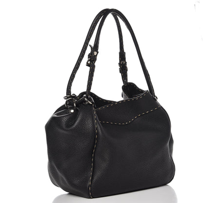 Fendi Calfskin Romano Small Selleria Bucket Black 3 of 8