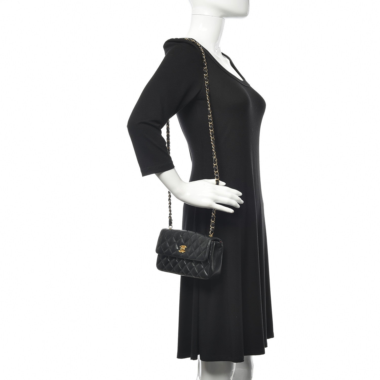 Chanel Lambskin Quilted Mini Rectangular Flap Bag Black 2 of 18