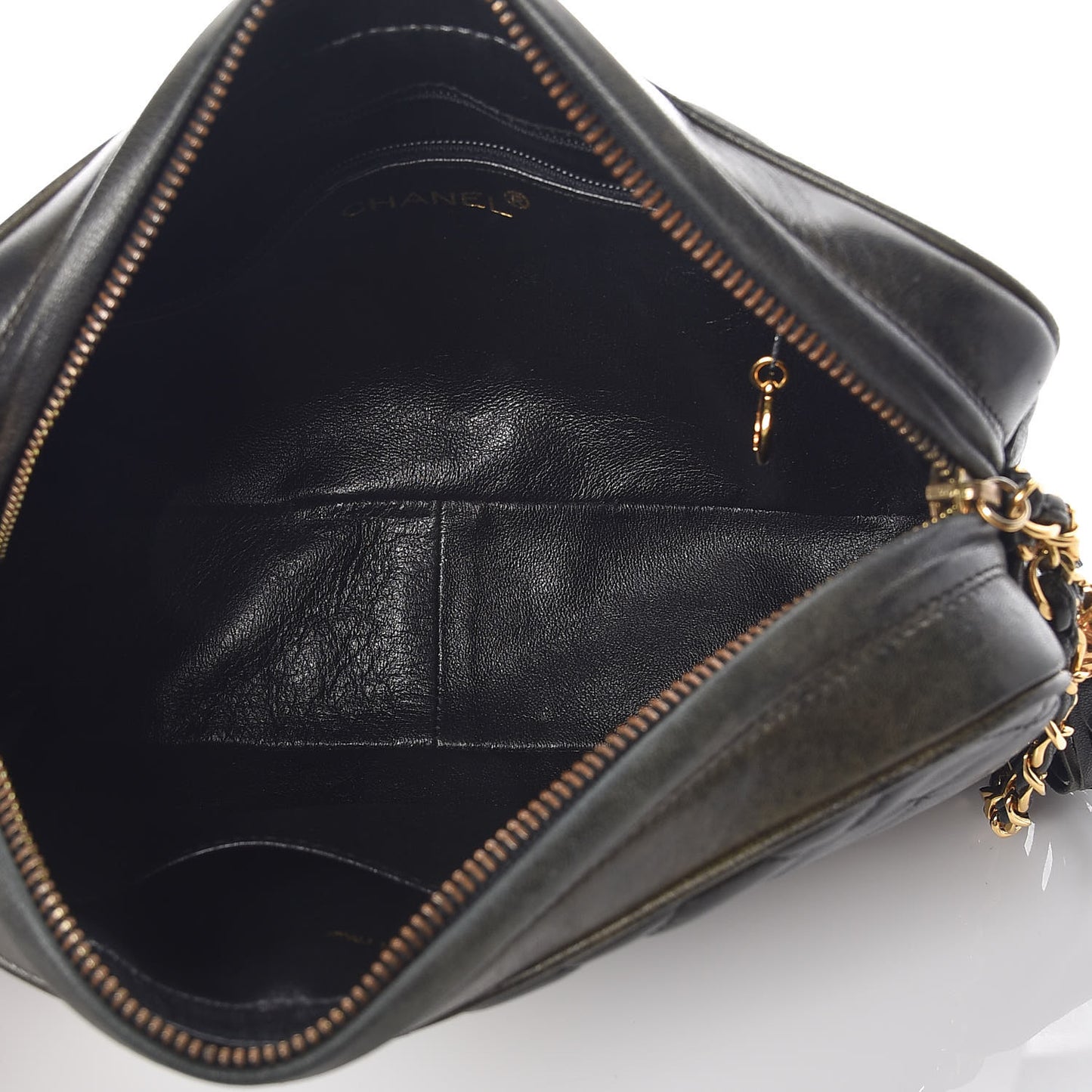 Lambskin Quilted CC Tassel Camera Case Black
