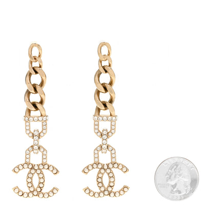 Chanel Metal Crystal CC Vendome CC Dangle Earrings Gold 2 of 5