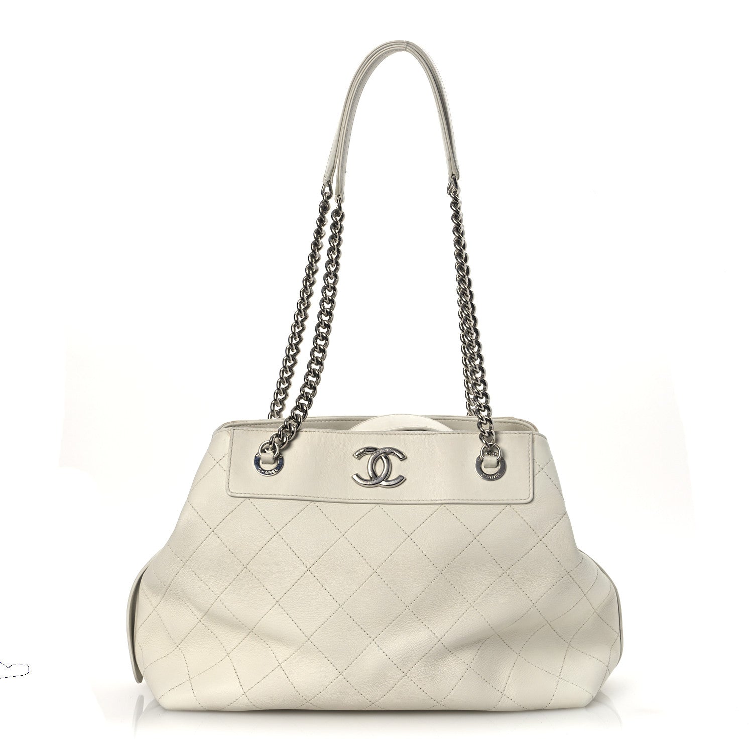 Chanel Calfskin Stitched Small Urban Shopping Tote White 1 of 15