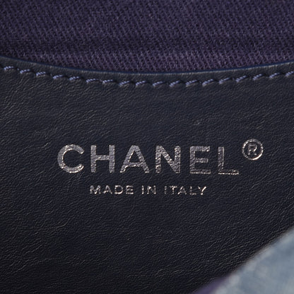 Chanel Denim Quilted Camellia Embroidered Large Flap Blue 6 of 10