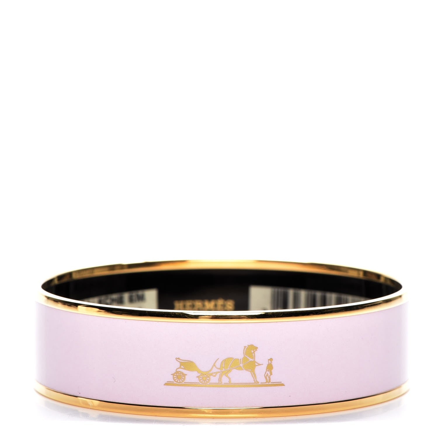Hermes Enamel Printed Medium Caleche Bracelet 70 Rose Dragee 1 of 5
