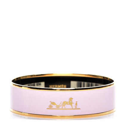Hermes Enamel Printed Medium Caleche Bracelet 70 Rose Dragee 1 of 5
